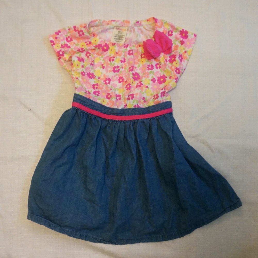 Floral Short Sleeve Jean Dress